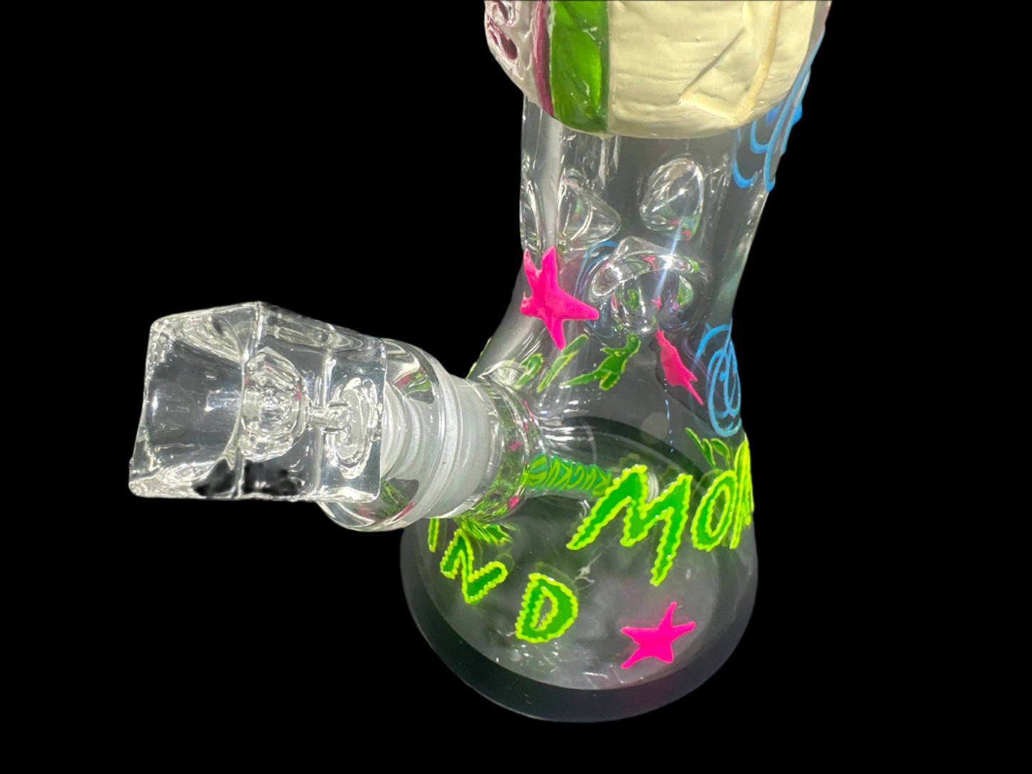 SCULPTED ZOMBIE RICK GLASS BONG *GLOWS IN THE DARK*