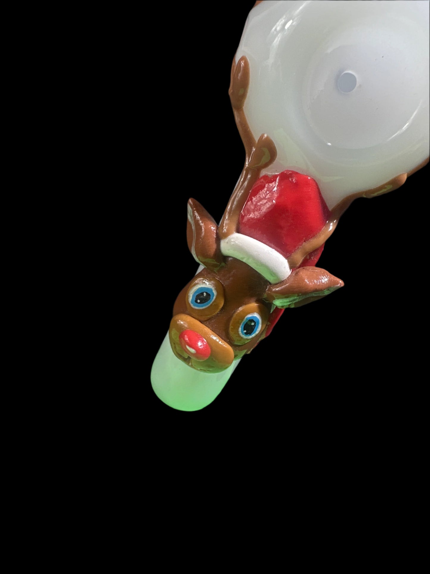 REINDEER SCULPTED GLASS HAND PIPE