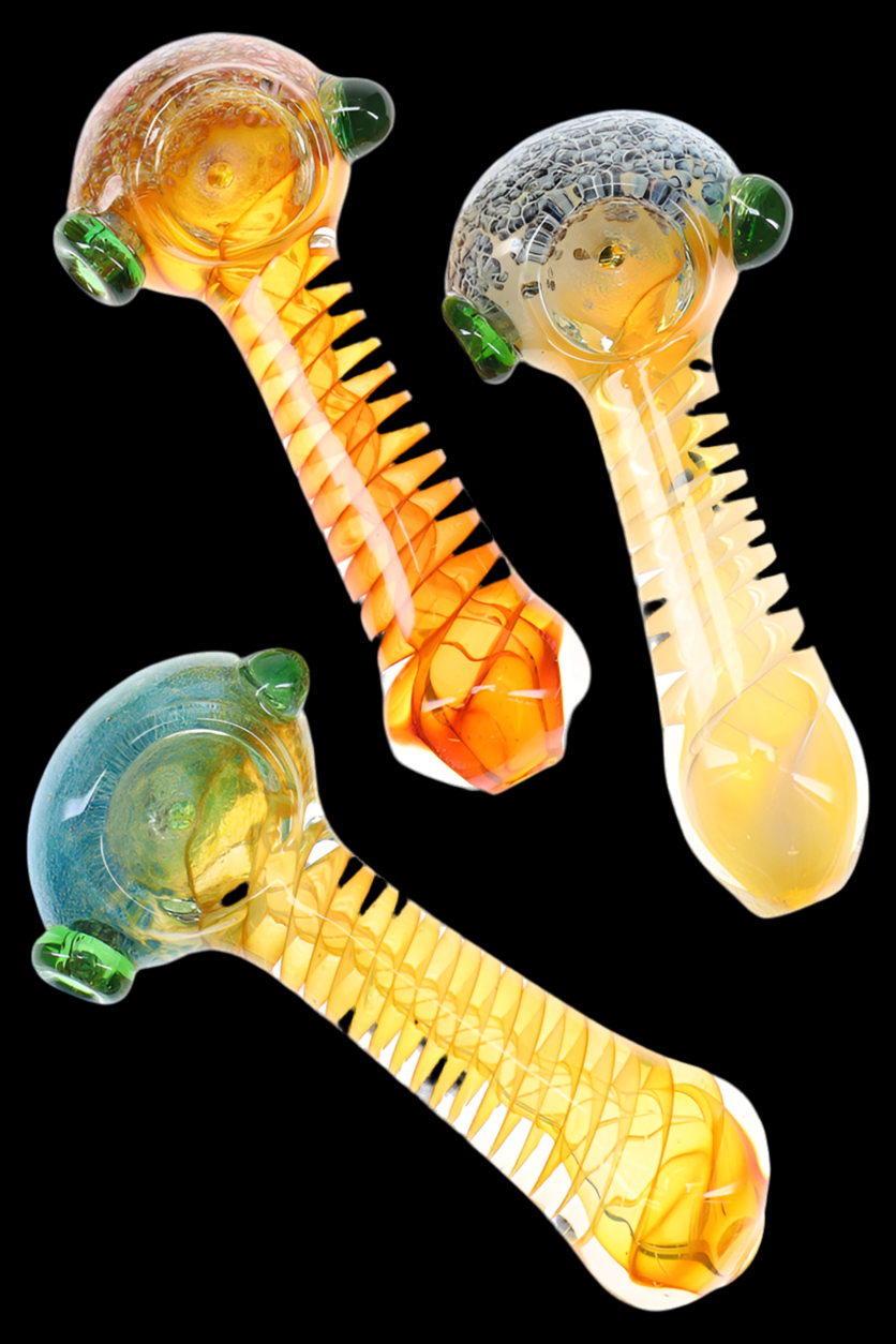 Color Changing Spiral Frit Glass Pipe