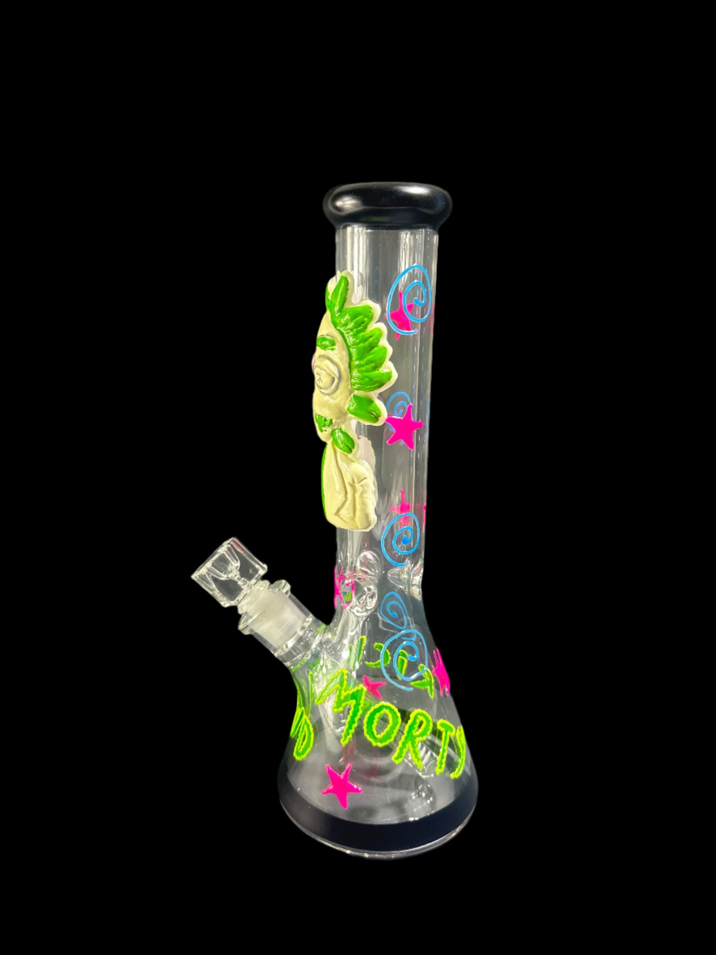 SCULPTED ZOMBIE RICK GLASS BONG *GLOWS IN THE DARK*