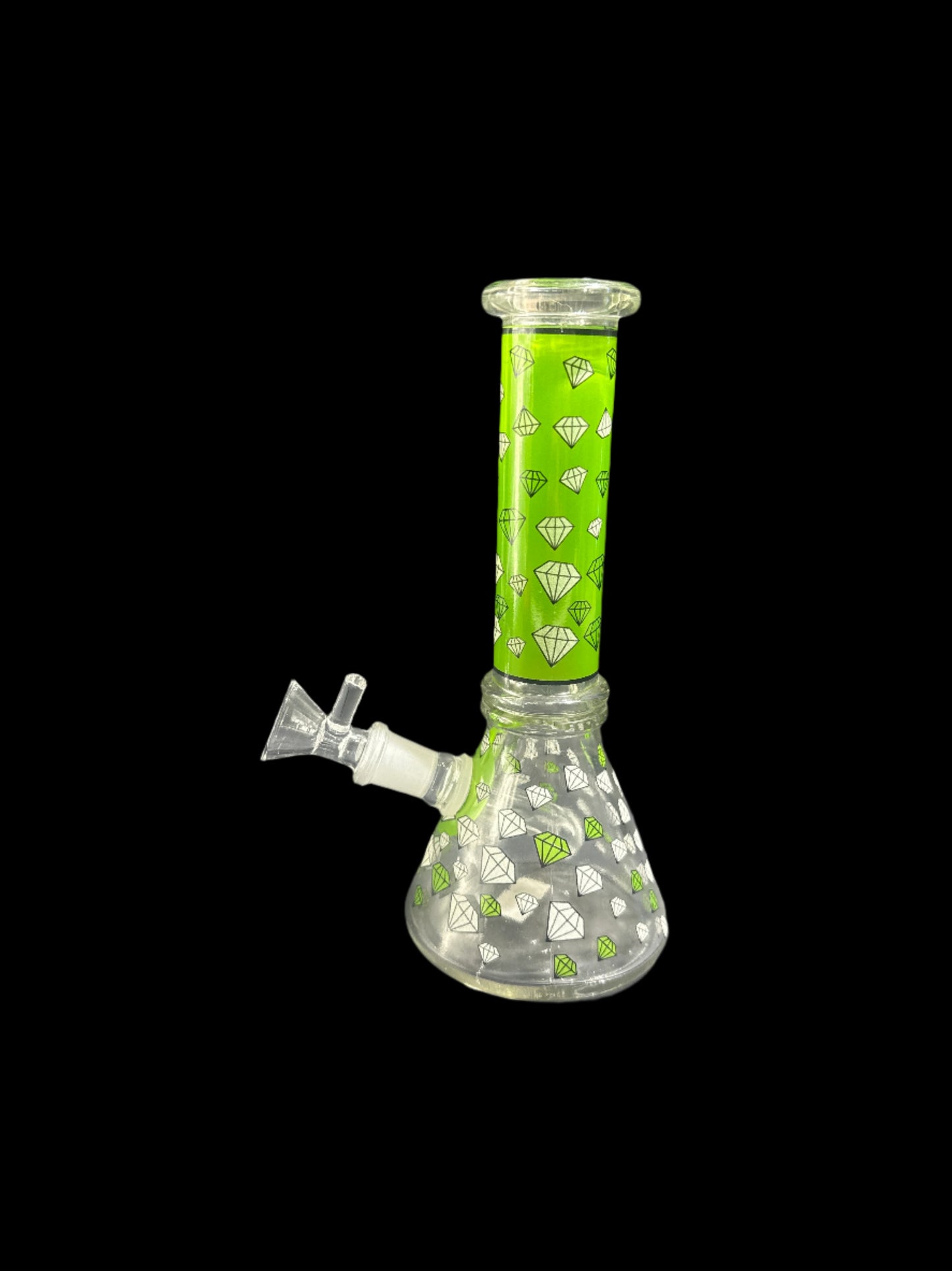 SMALL GREEN DIAMOND GLASS BONG *GLOWS IN THE DARK*