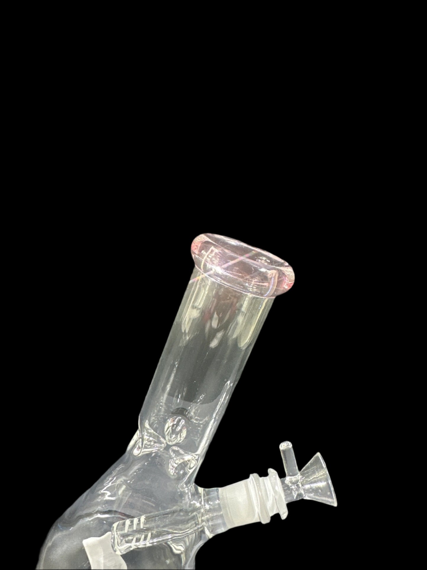 SMALL TRANSPARENT BABY PINK MOUTHPIECE GLASS BONG