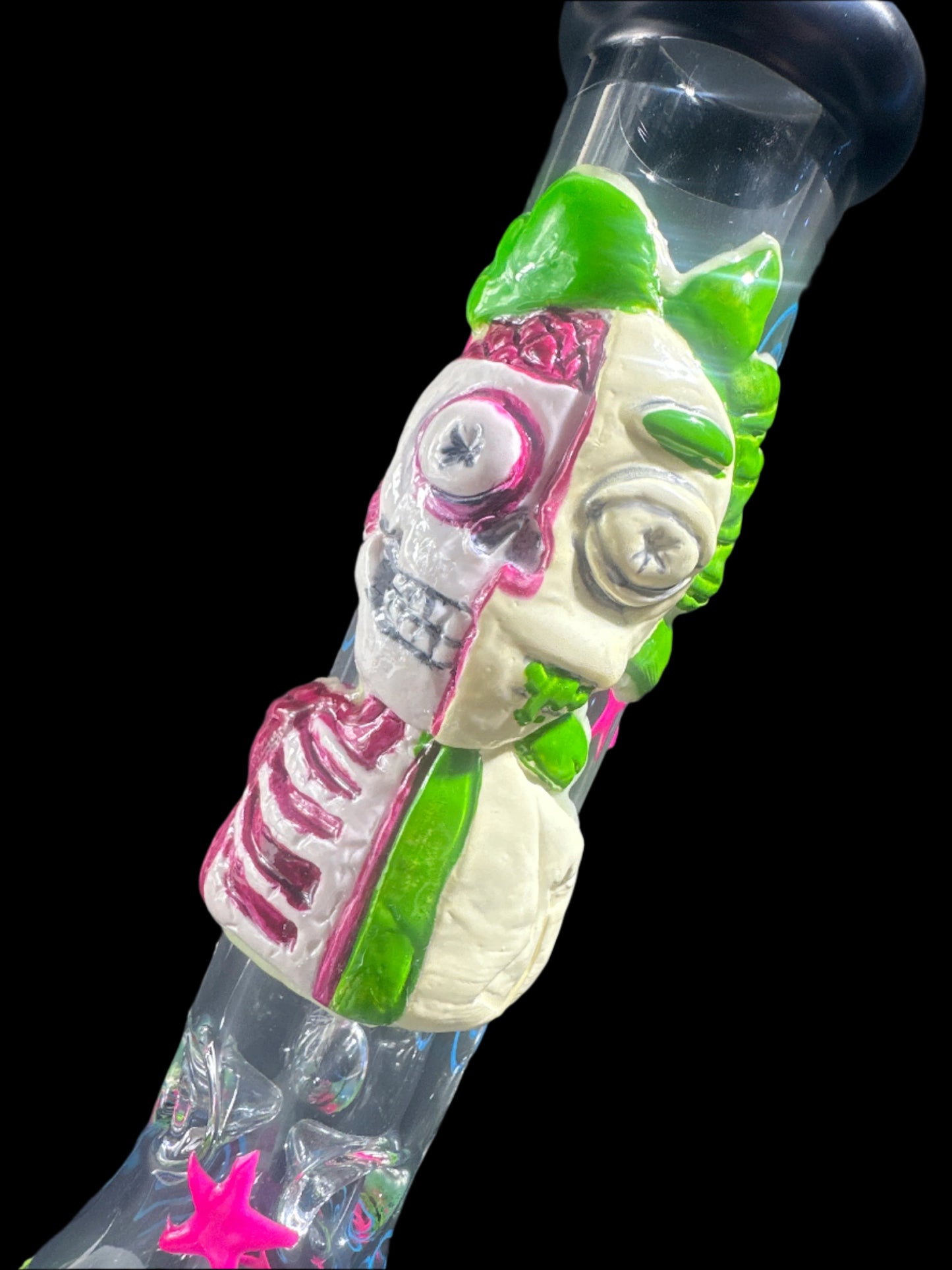 SCULPTED ZOMBIE RICK GLASS BONG *GLOWS IN THE DARK*