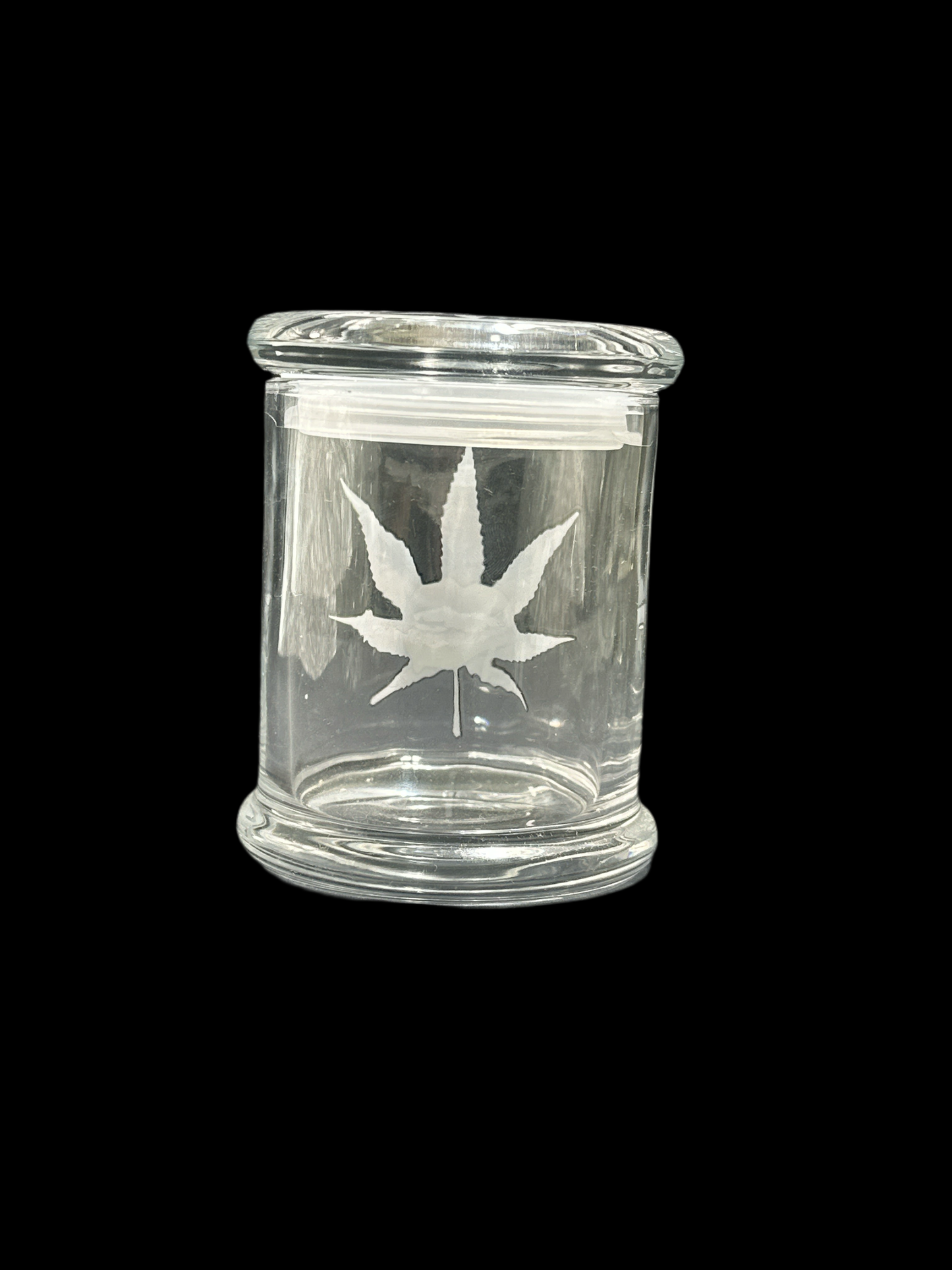 1oz SMELL PROOF GLASS JAR LEAF LOGO