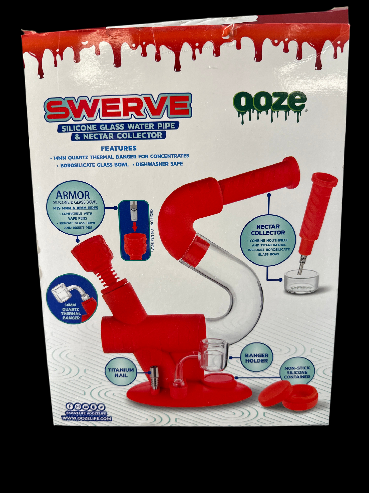 SWERVE SILICONE GLASS WATER PIPE & nectar collector