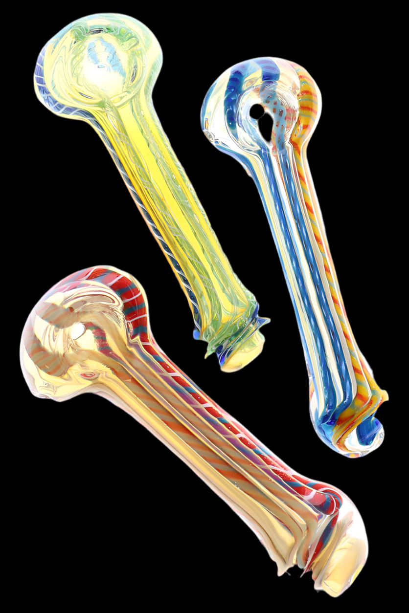 Color Changing Striped Glass Pipe