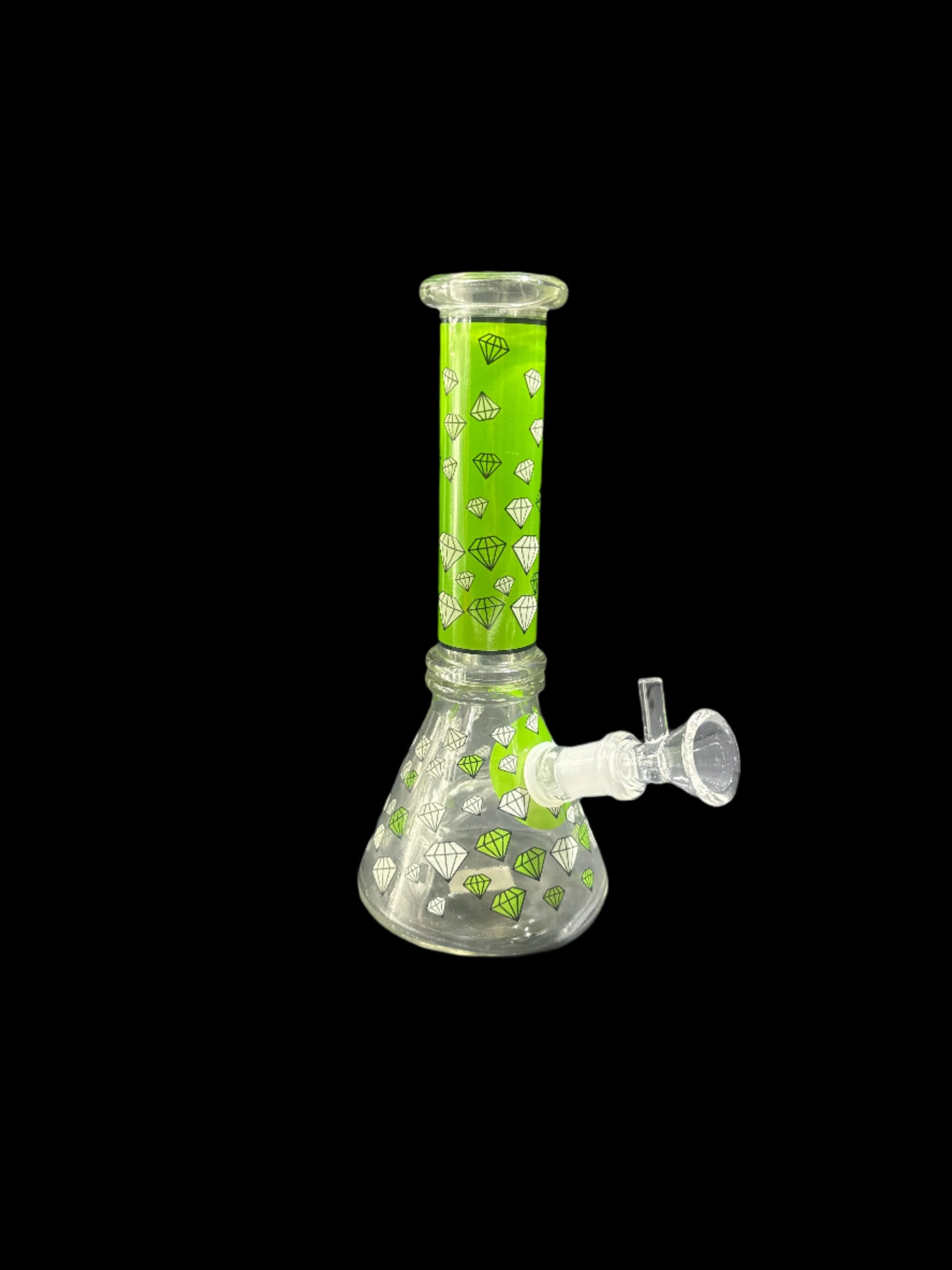 SMALL GREEN DIAMOND GLASS BONG *GLOWS IN THE DARK*