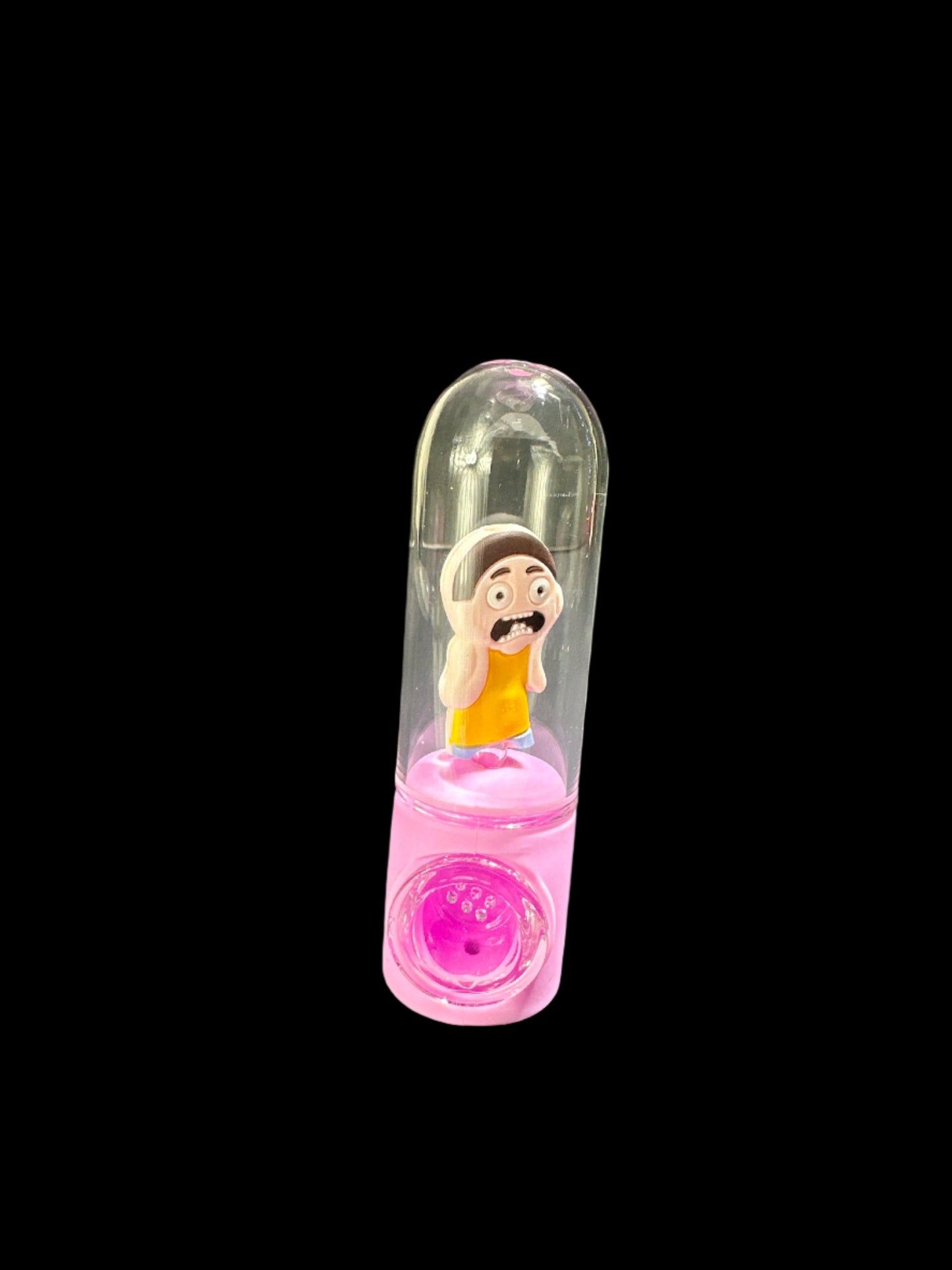 PINK MORTY SILICONE AND GLASS HAND PIPE