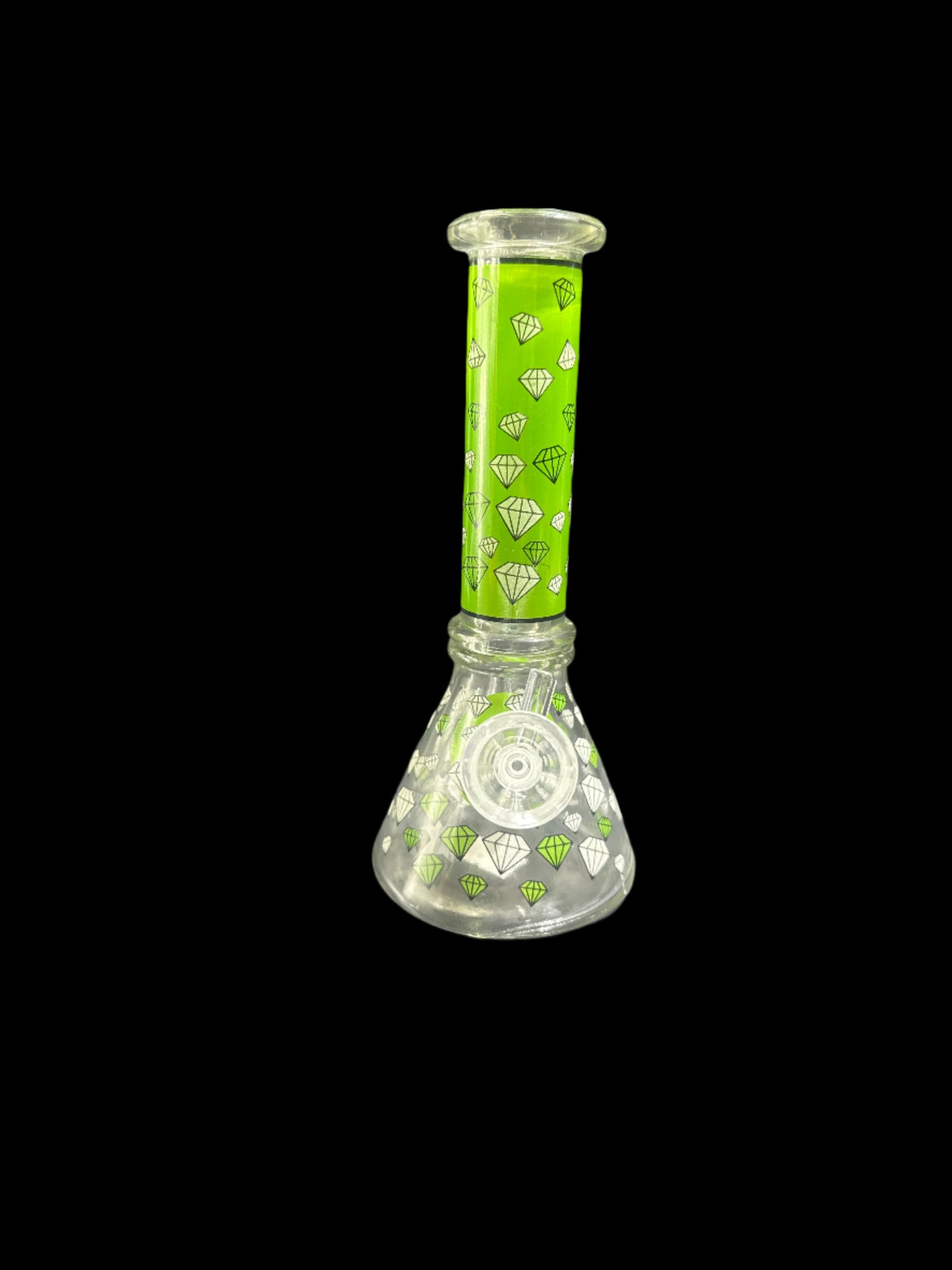 SMALL GREEN DIAMOND GLASS BONG *GLOWS IN THE DARK*