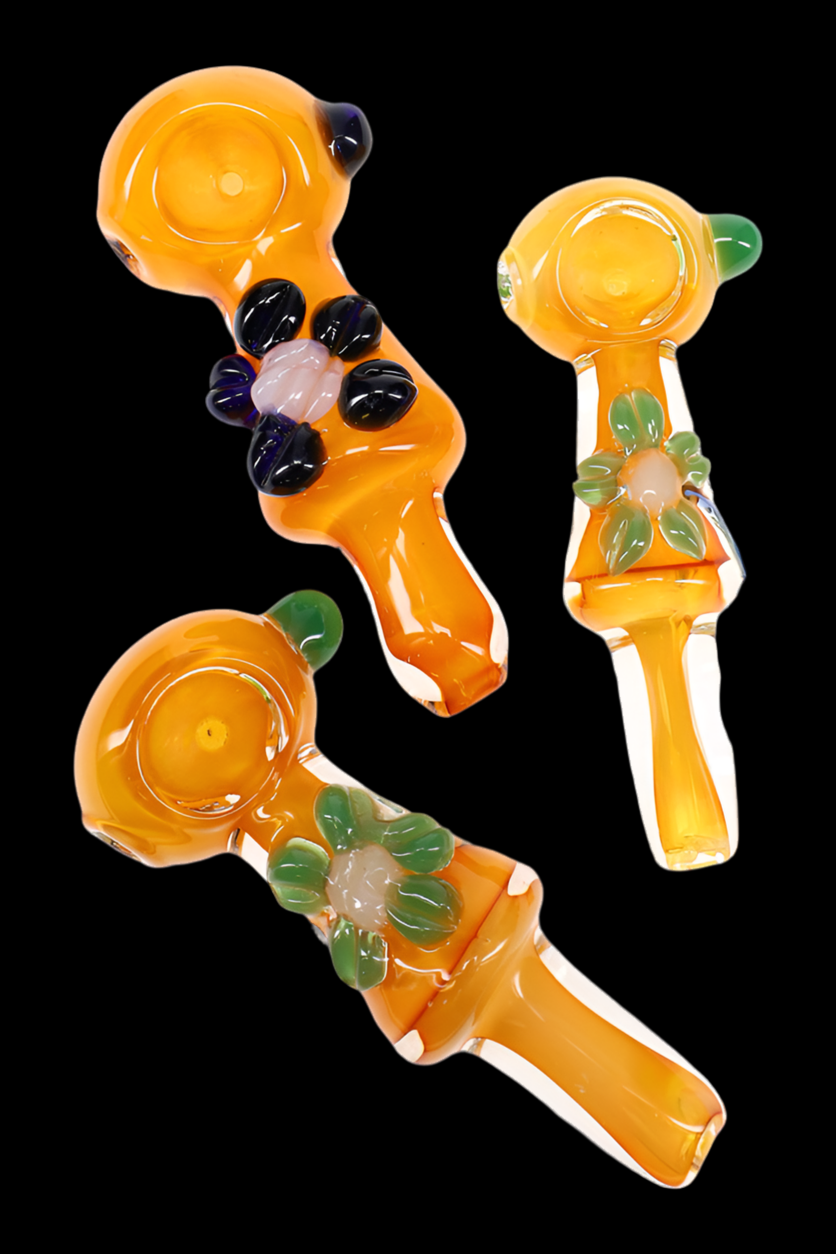 Gold Fumed Flower Glass Pipe
