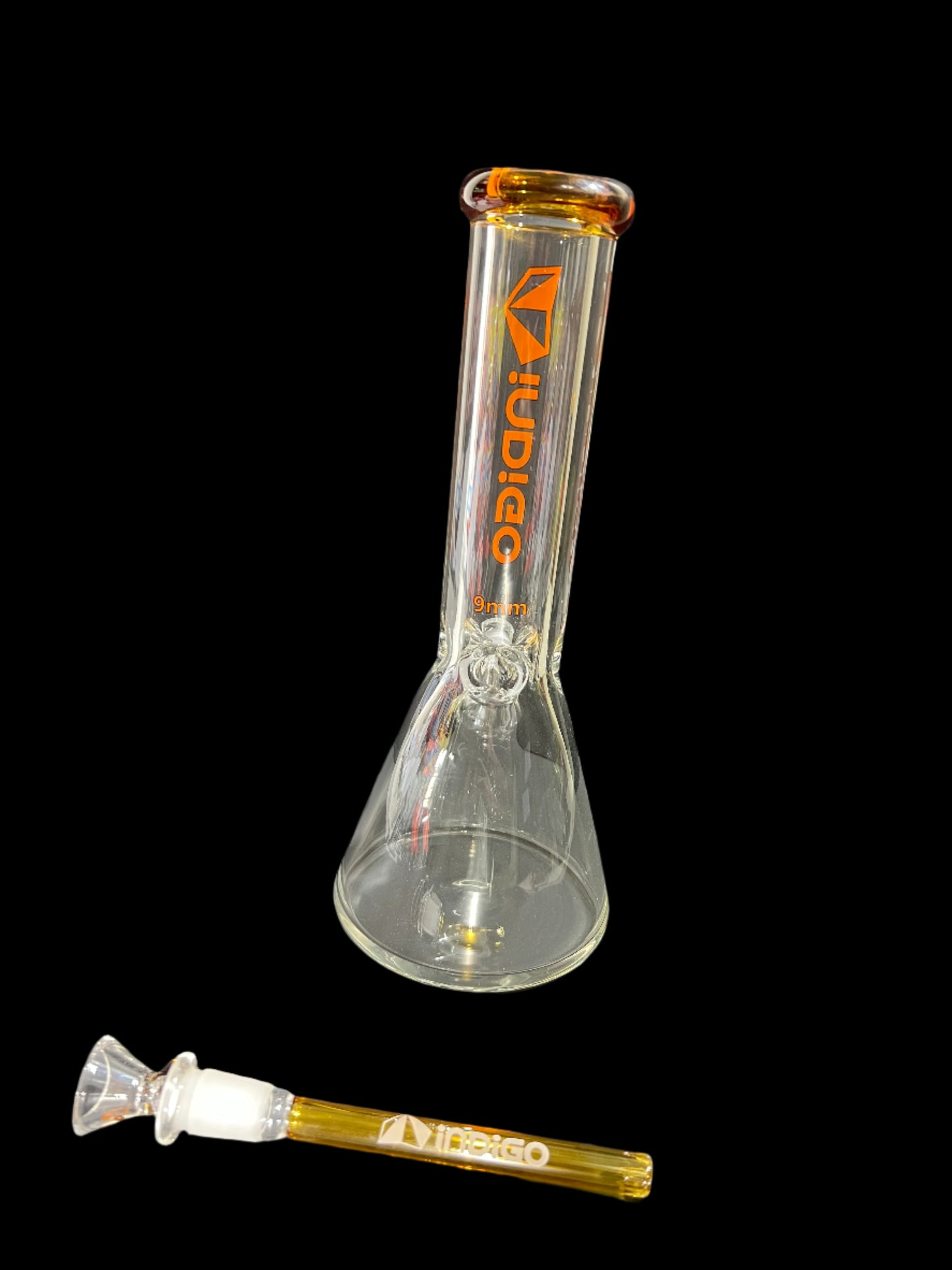 INDIGO CLEAR GLASS BONG 9MM USA GLASS