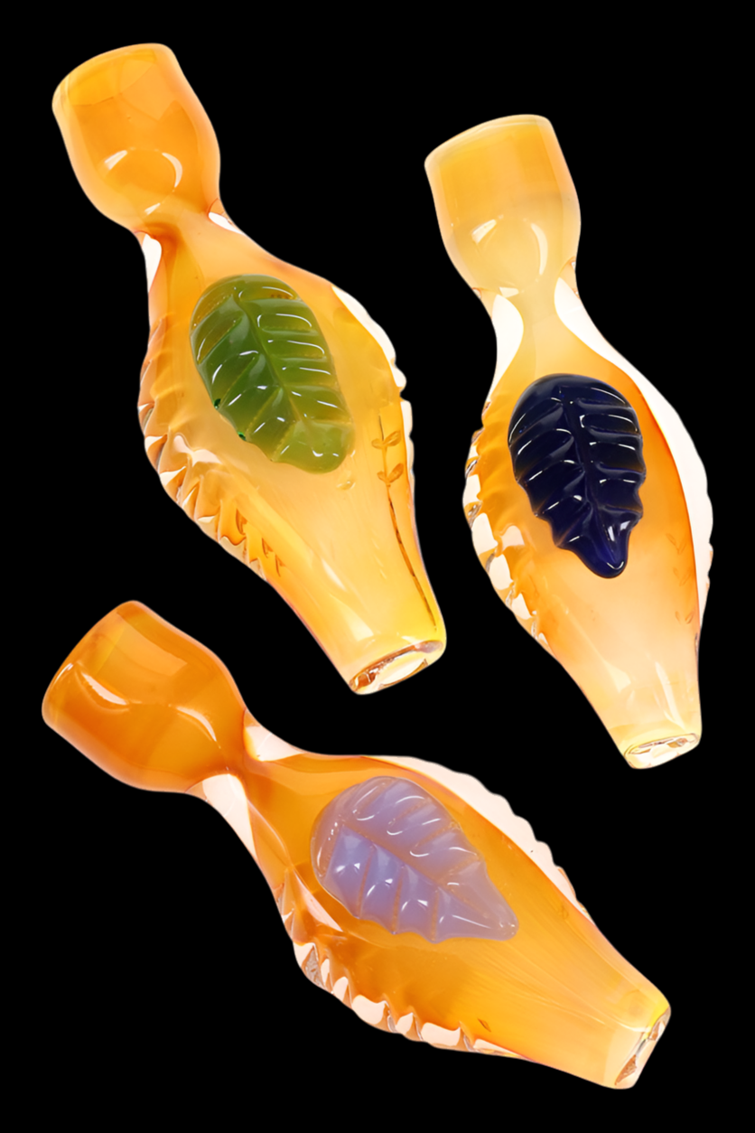 Gold Fumed Color Changing Leaf Glass Chillum