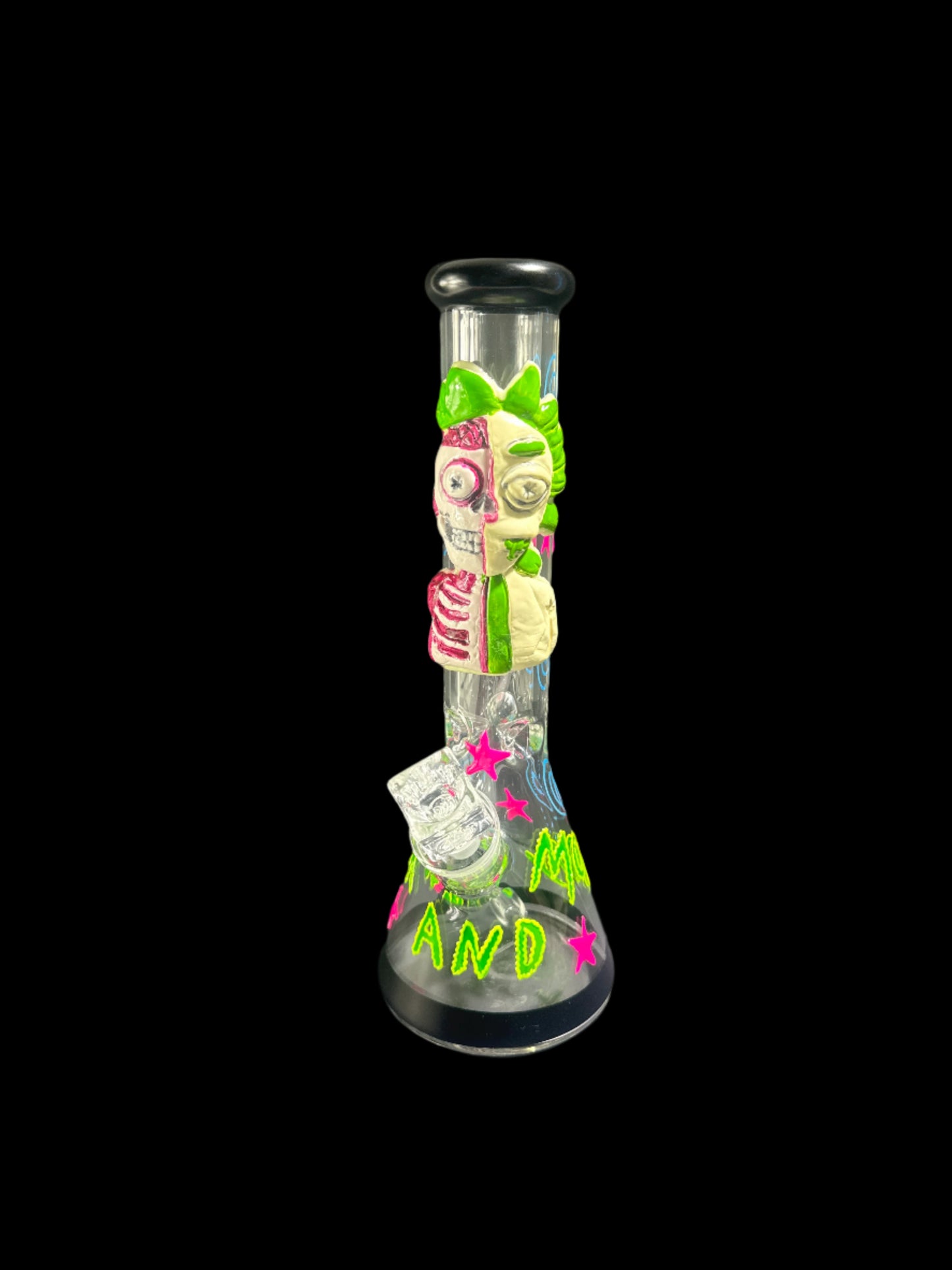 SCULPTED ZOMBIE RICK GLASS BONG *GLOWS IN THE DARK*