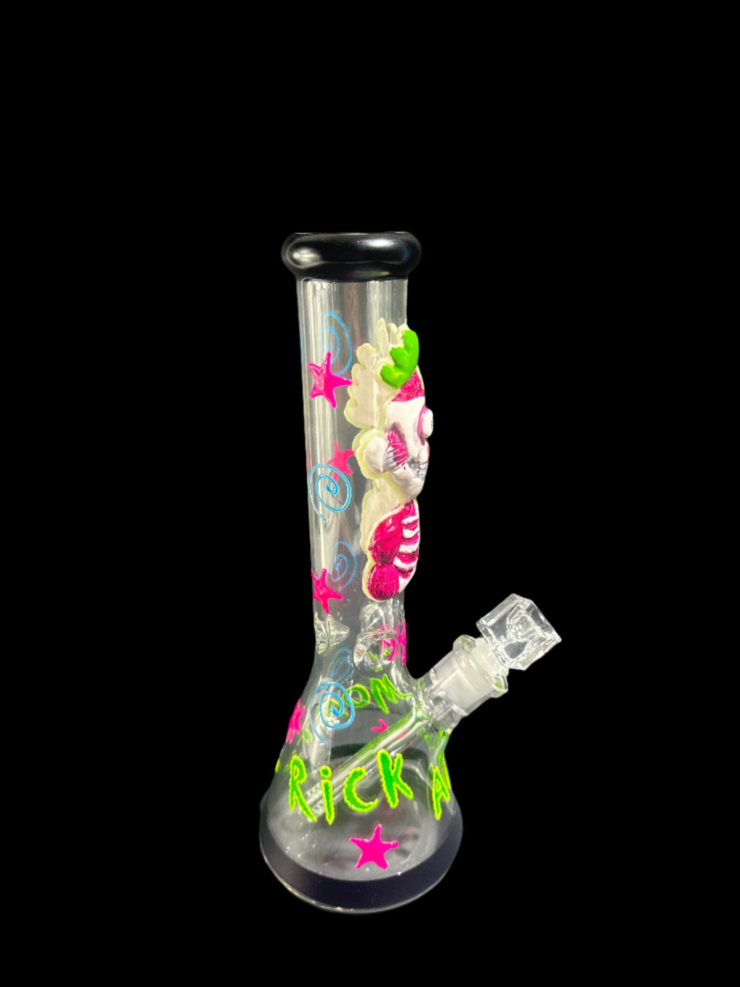 SCULPTED ZOMBIE RICK GLASS BONG *GLOWS IN THE DARK*