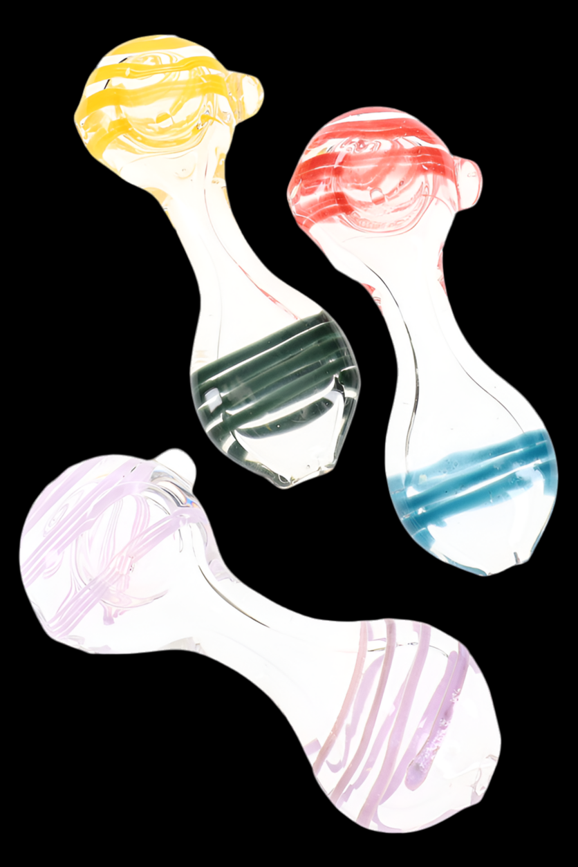 Striped Clear Glass Pipe