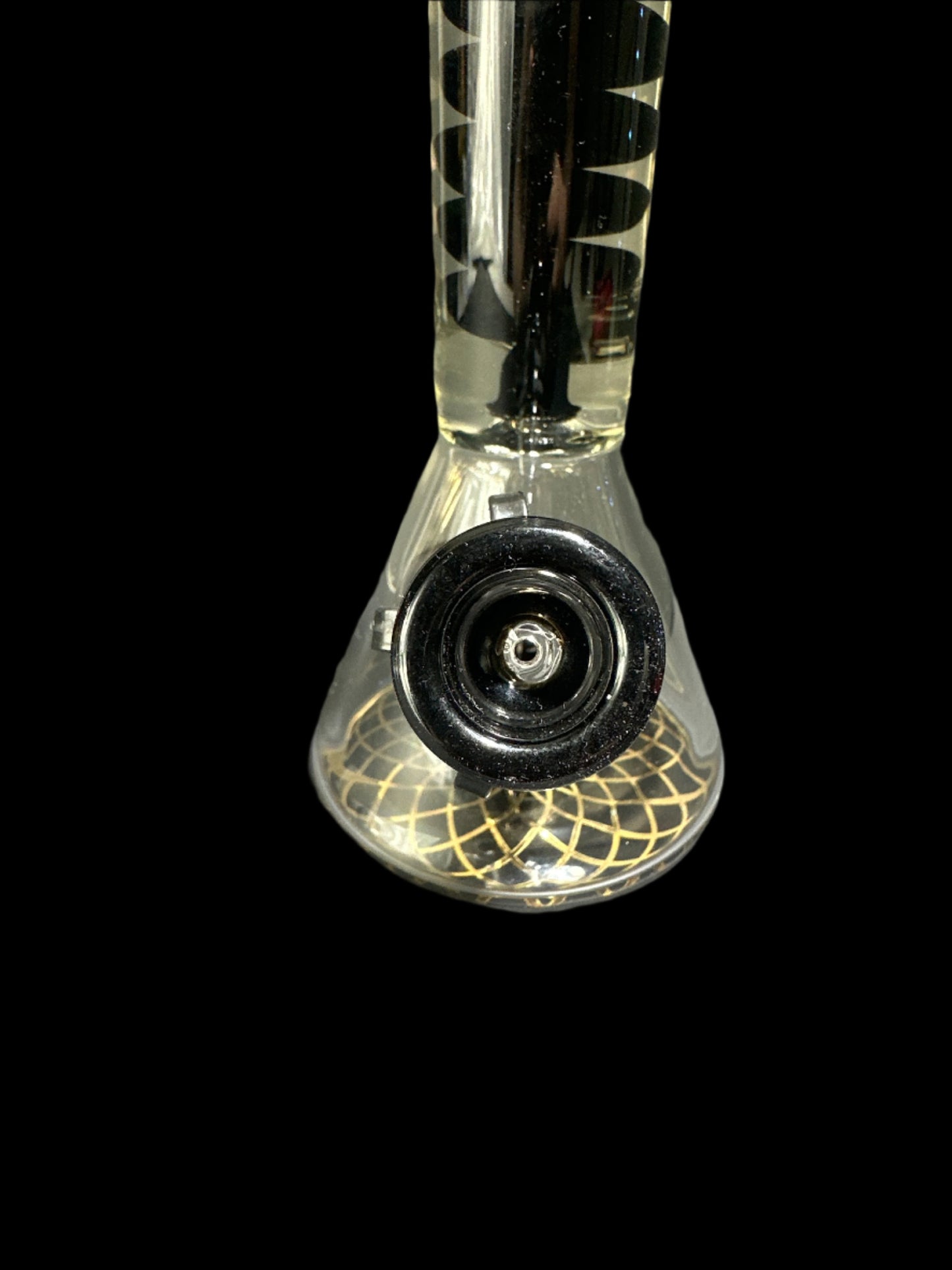 PHOENIX CLEAR, BLACK, AND GOLD GLASS BONG