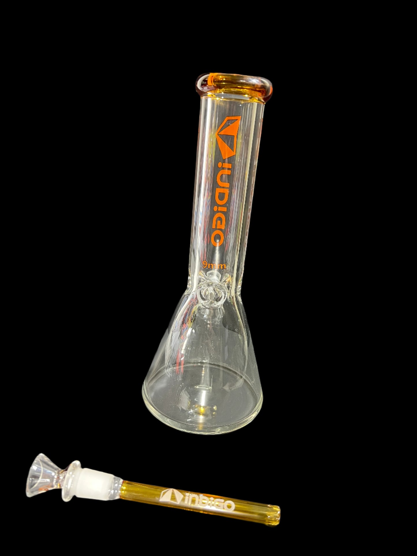 INDIGO CLEAR GLASS BONG 9MM USA GLASS