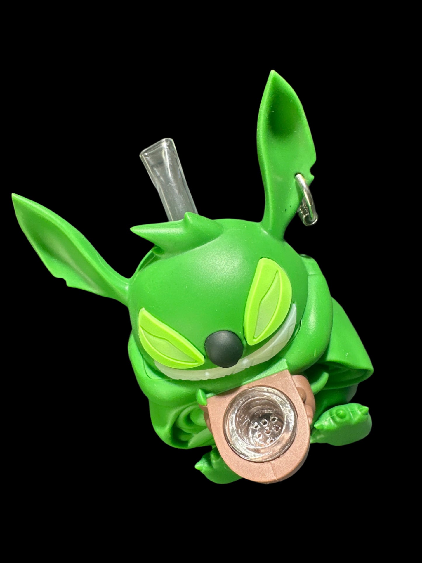 GREEN STITCH SILICONE BONG *GLOWS IN THE DARK*