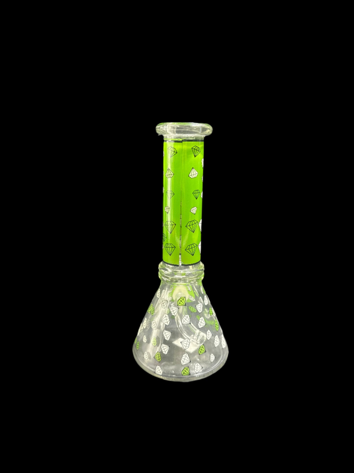 SMALL GREEN DIAMOND GLASS BONG *GLOWS IN THE DARK*