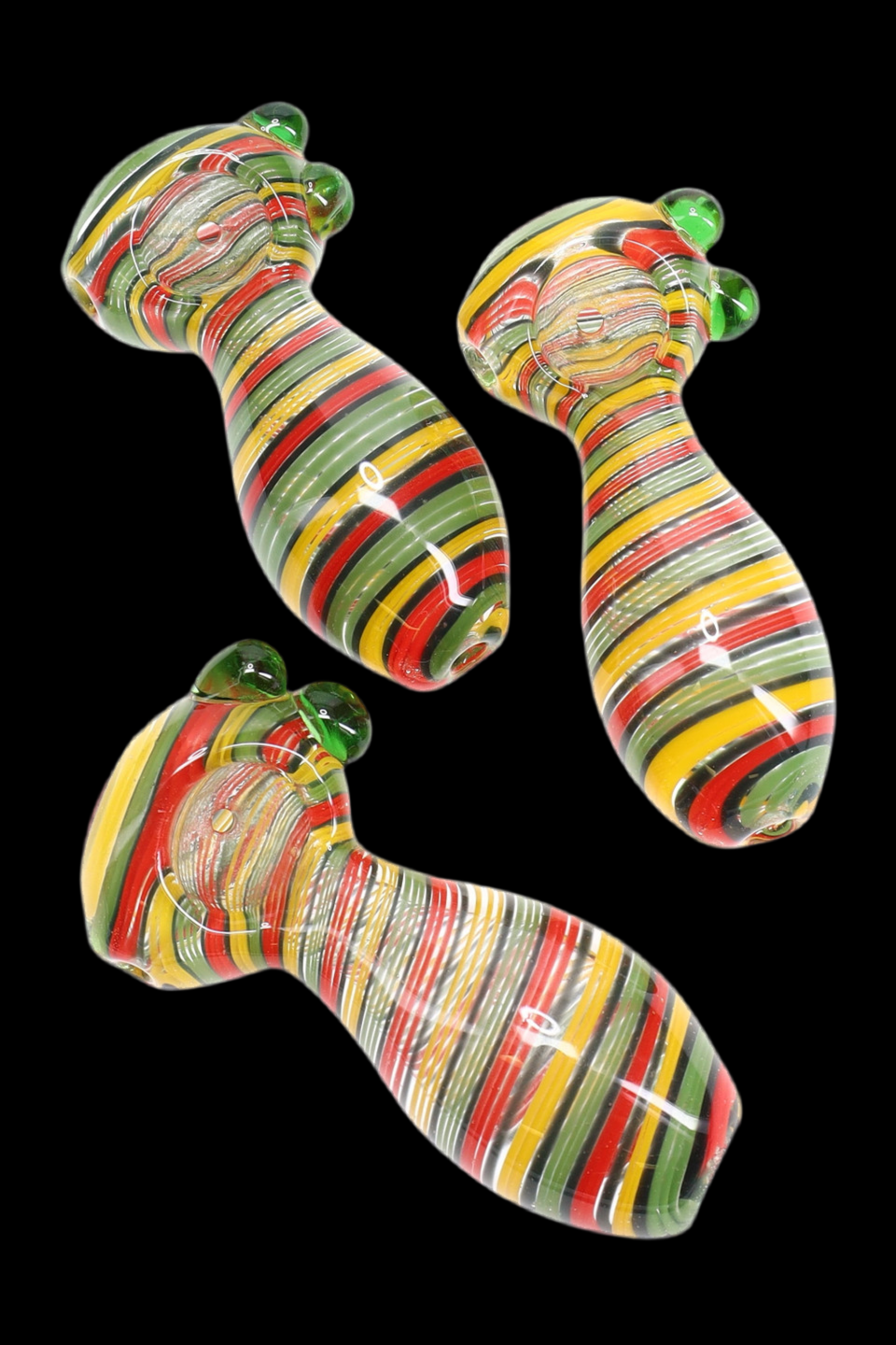 Colorful Rasta Swirl Glass Pipe