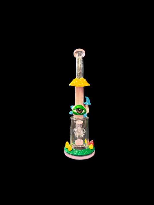 ONE EYE HIPSTER PINK GLASS BONG /DAB