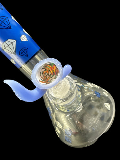 BLUE DIAMOND GLASS BONG *GLOWS IN THE DARK*
