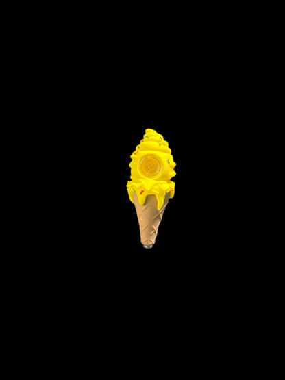 YELLOW ICE CREAM SILICONE HAND PIPE
