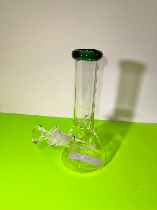 SMALL GLASS BONG W DARK GREEN TOP